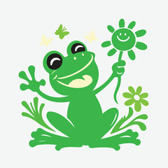 Amphibians Happy Frog Vector Art Design