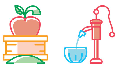 Set of vector wine icons on a white background