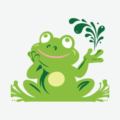 Amphibians Happy Bull Frog Vector Art Design
