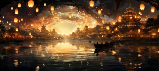 Glowing lanterns at the Festival of Lights celebration