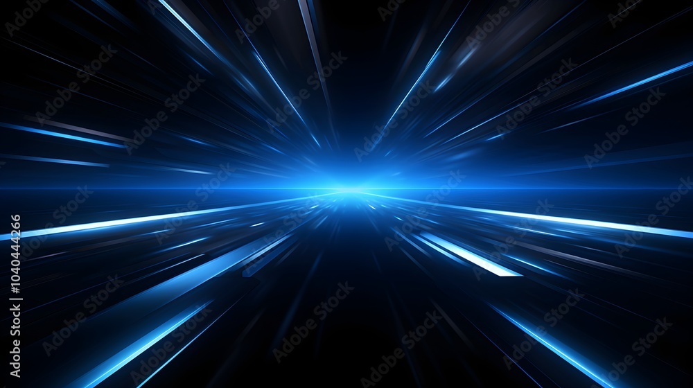 Wall mural a stunning depiction of light rays rushing toward a central blue light, creating a dynamic sense of 