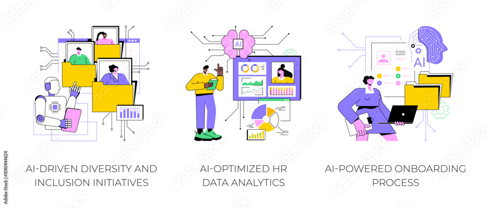 Poster ai use in human resources abstract concept vector illustrations.