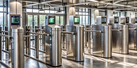 Security Gates in a Modern Lobby, Metal Gates, Entrance Security, Access Control, Turnstile