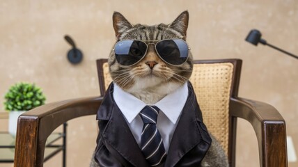 business cat with glasses