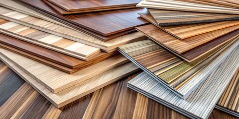 Naklejka premium Stacked Wood Samples for Interior Design, Flooring, Woodworking, Furniture