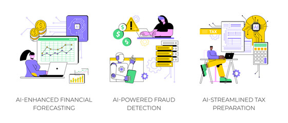 AI in Finance and Accounting abstract concept vector illustrations.