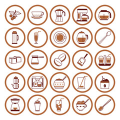 Vector image of coffee icon set with white background
