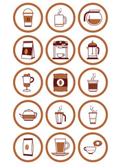 Vector image of coffee icon set with white background