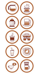 Vector image of coffee icon set with white background