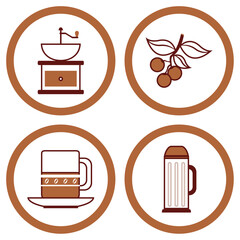 Vector image of coffee icon set with white background