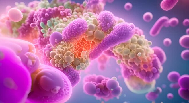 Microbiome organism lactic acid bacteria bacterial flora Probiotics in human immune system Human health and medicine concept Abstract biological video 4K