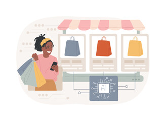 AI-Enhanced Personalized Shopping abstract concept vector illustration.