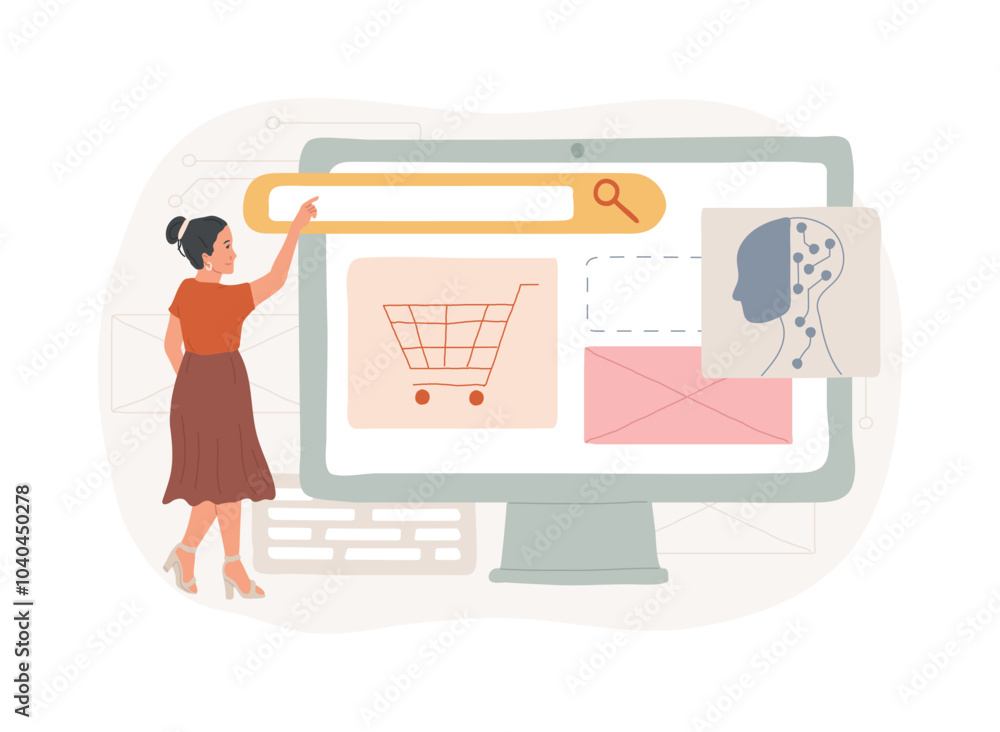 Poster ai-optimized search and navigation abstract concept vector illustration.