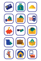 Set of finance vector icons with white background
