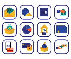 Set of finance vector icons with white background