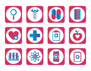Red health vector icon set