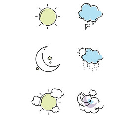 weather vector icon set with white background