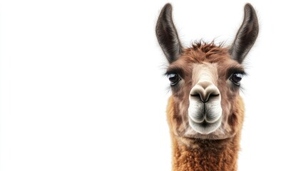Obraz premium Close-up Portrait of a Llama with Large Ears and Dark Eyes