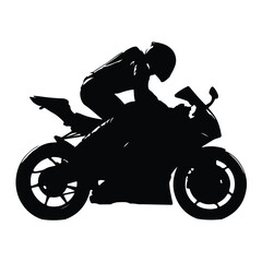Fototapeta premium Silhouette of a balck biker riding vector set with white background