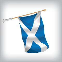 Realistic illustration of Scotland flags waving on the wall. The set is in the flag collection