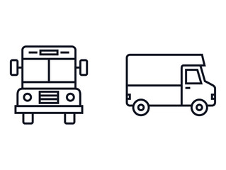 Vector image of transport icon set on black lines white background