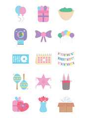 Set of party vector icons on white background