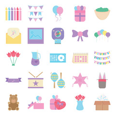 Set of party vector icons on white background