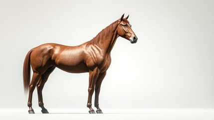 A Chestnut Horse Standing on a White Background