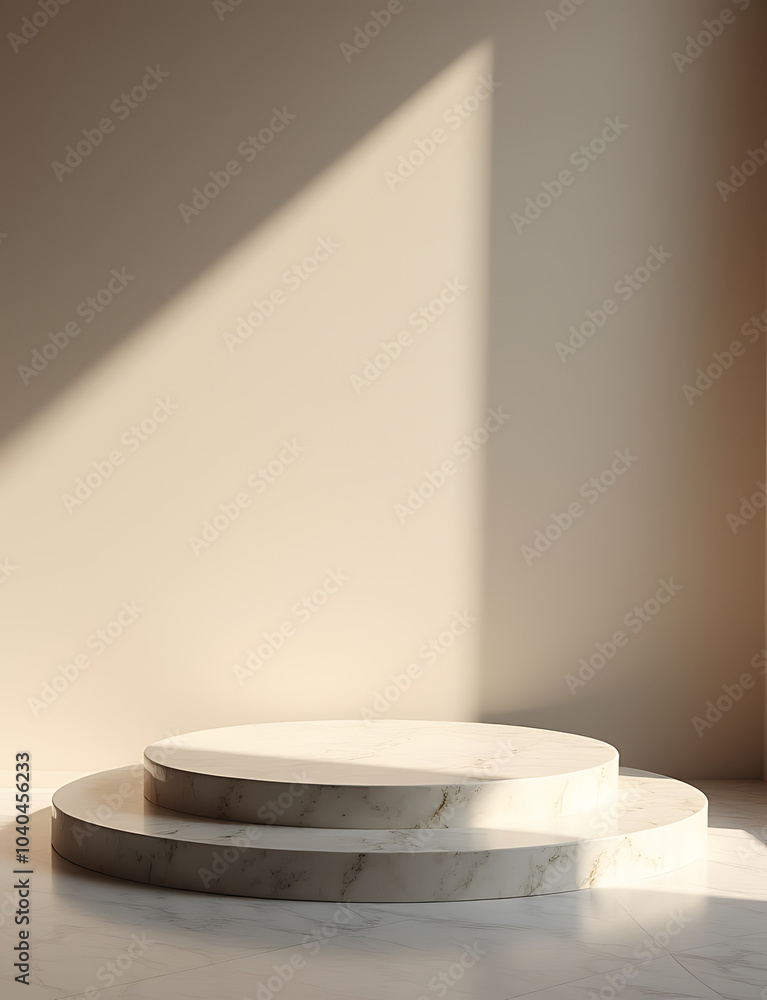 Aufkleber A marble podium glows softly under light and subtle shadows create an elegant atmosphere.