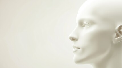 Obraz premium A minimalist profile of a white mannequin head against a soft background, highlighting the smooth contours and features.
