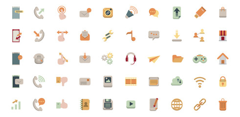 Set of telecommunications vector icons with a white background