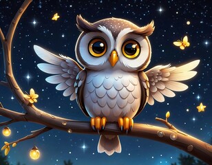 Obraz premium owl sitting on a branch
