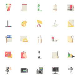 Set of vector icons of arts with white background