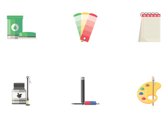 Set of vector icons of arts with white background
