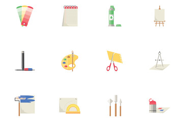 Set of vector icons of arts with white background