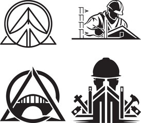  Civil Engineering logo, vector silhouette illustration.