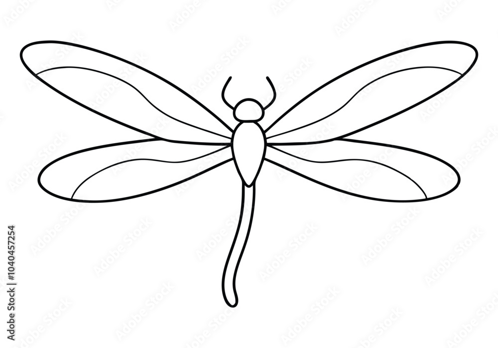 Poster continuous line art of a dragonfly in flight – elegant nature vector