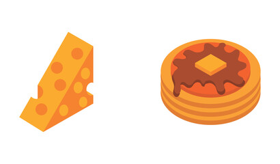 Vector image of food icon set white background
