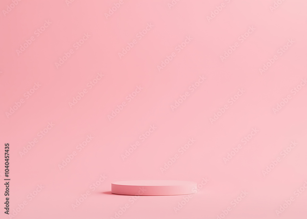 Poster a pink background stands for products on a display stand.