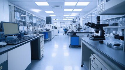 A cutting-edge nanotechnology research facility, high-tech setting with nano-scale materials and electron microscopes, Nanotech style