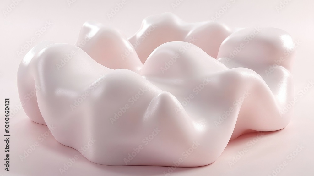 Poster a smooth, abstract shape in soft pink hues, evoking a sense of tranquility and modern design in a mi
