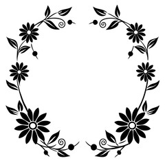 vector silhouette of corners and dividers flowers frame white background