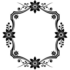 vector silhouette of corners and dividers flowers frame white background