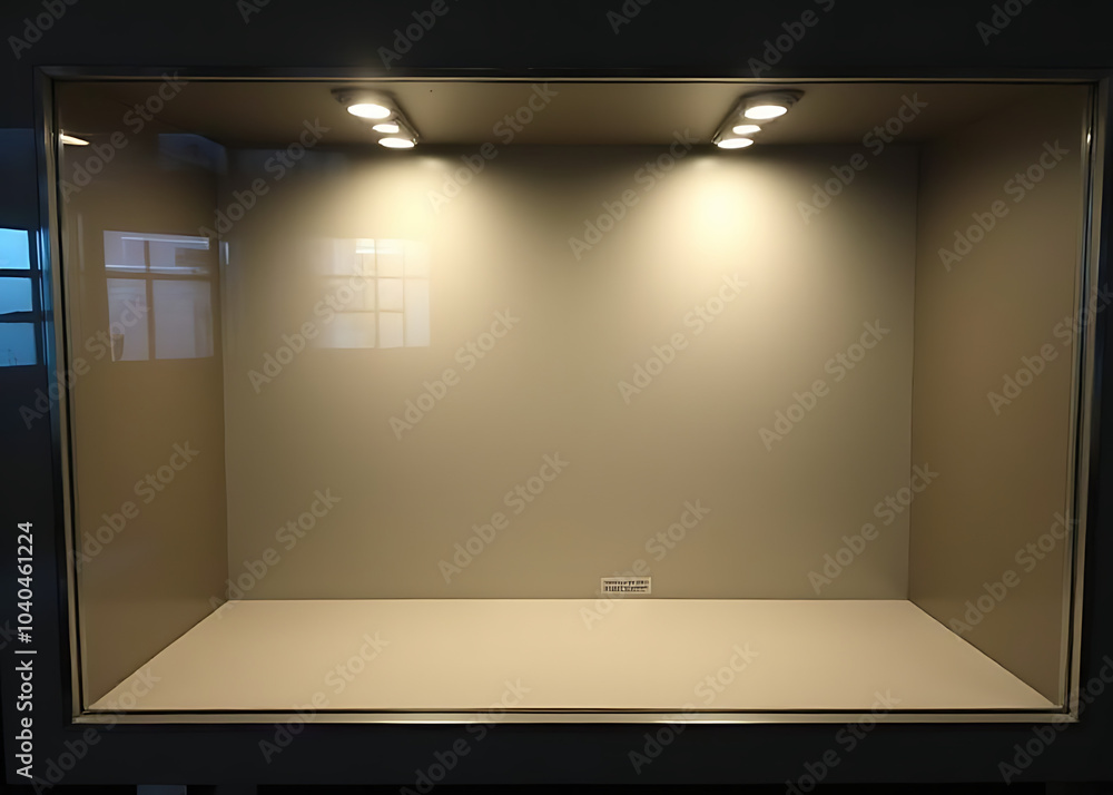 Aufkleber An empty display case sits quietly on a shelf waiting for its next exhibit.