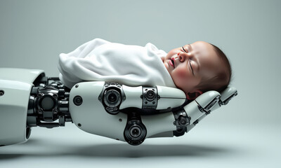 Robotic Embrace Deliver Newborn Baby Future