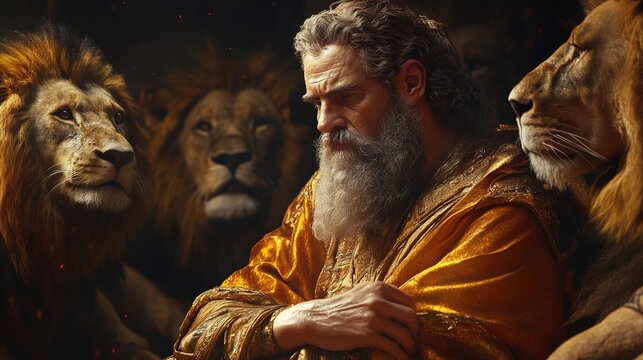 the Old Testament prophet Daniel in a pit with lions that could not harm him