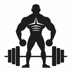 Gym vector silhouette with white background.