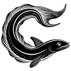 Eel Gliding Vector Silhouette 