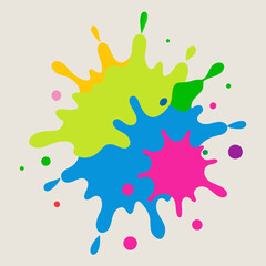 paint splatter pink ,green ,blue ,yellow vector illustration