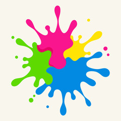 paint splatter pink ,green ,blue ,yellow vector illustration